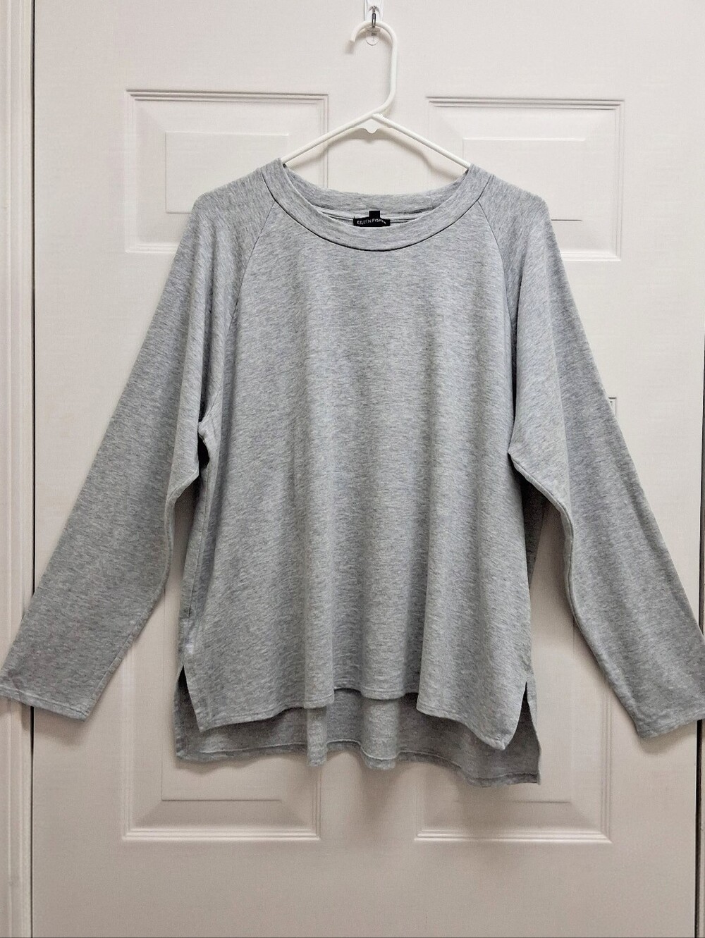 Eileen Fisher Tencel Organic Cotton Crewneck Top French Terry Gray XL Capsule